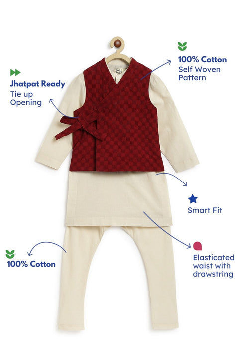 Pre-Order: Boy Modern Maharajah Bundi Set - Maroon