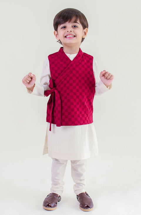 Pre-Order: Boy Modern Maharajah Bundi Set - Maroon