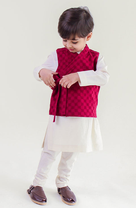 Pre-Order: Boy Modern Maharajah Bundi Set - Maroon
