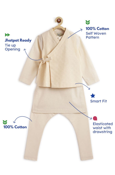 Pre-Order: Boy Modern Maharajah Bundi Set - Cream