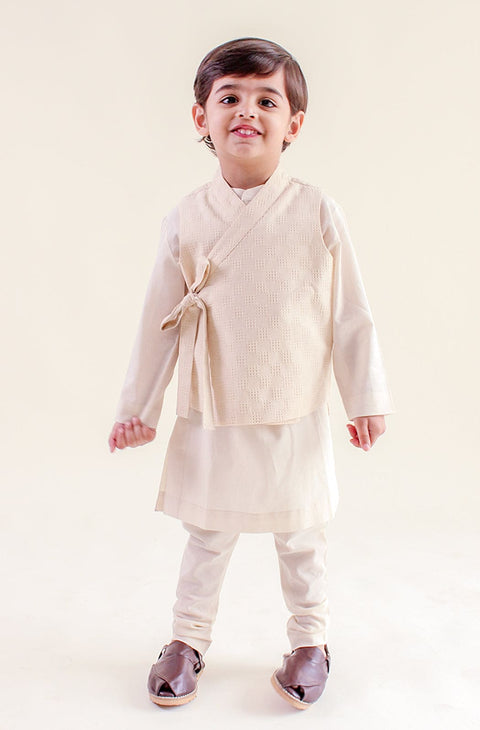 Pre-Order: Boy Modern Maharajah Bundi Set - Cream