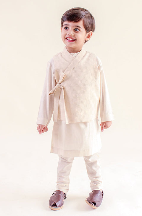 Pre-Order: Boy Modern Maharajah Bundi Set - Cream