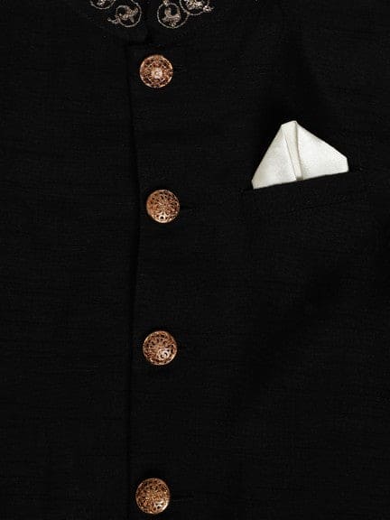 Pre-Order: Boy Silk Bandhgala-Black