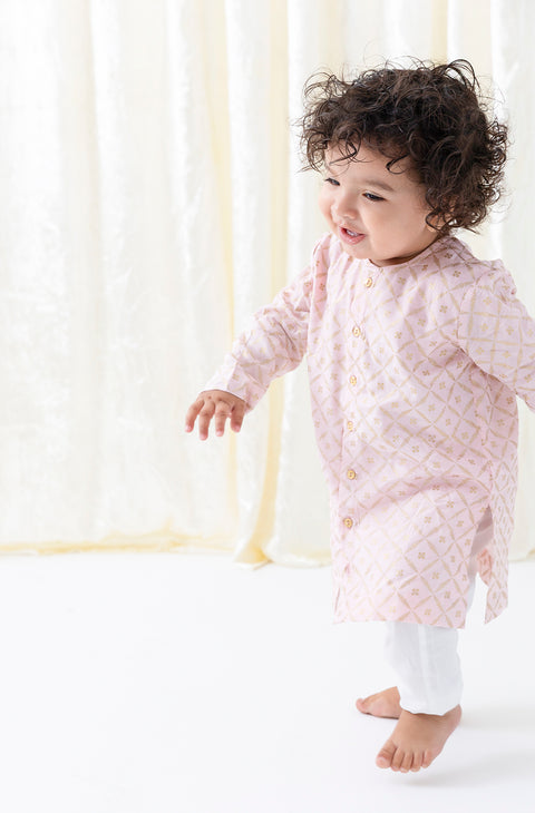 Pre-Order: Boy Kurta Pyjama Set-Pink