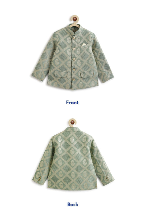 Pre-Order: Boy Riwayat Brocade Bandhgala Set - Green