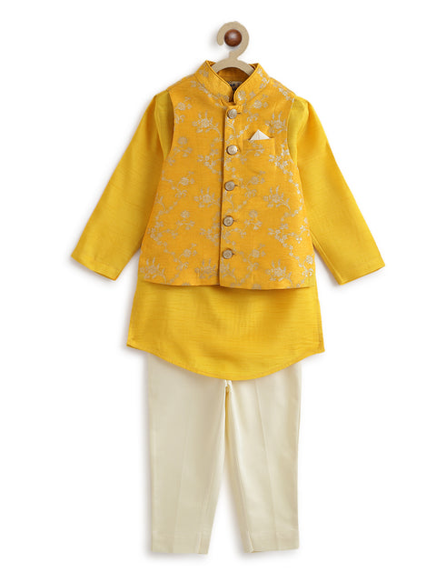Pre-Order: Boy Inaayat Brocade3 Pc Bundi Set - Yellow
