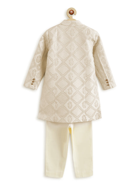 Pre-Order: Boy Khwabeeda Brocade Sherwani Set - Cream