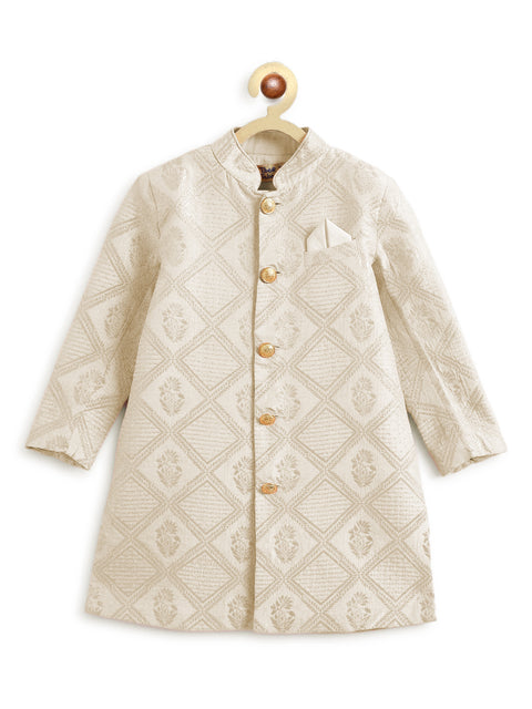 Pre-Order: Boy Khwabeeda Brocade Sherwani Set - Cream