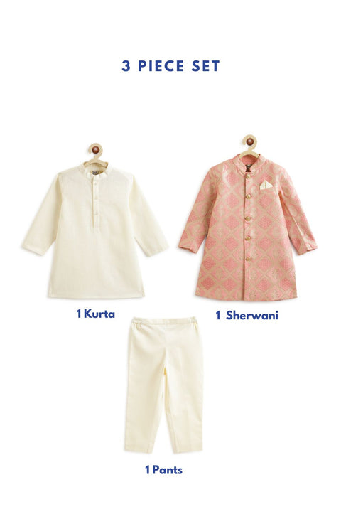 Pre-Order: Boy Khwabeeda Brocade Sherwani Set - Pink