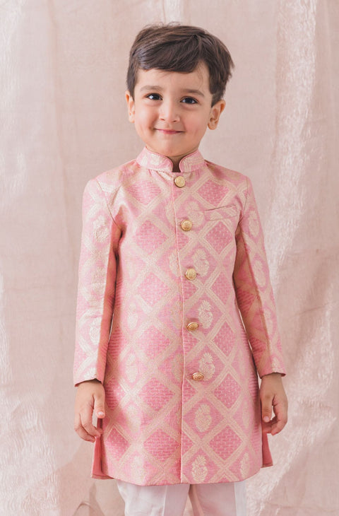 Pre-Order: Boy Khwabeeda Brocade Sherwani Set - Pink