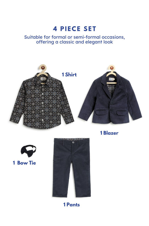Pre-Order: Boy Santa's Little Star 3 Piece Blazer Set - Navy Blue