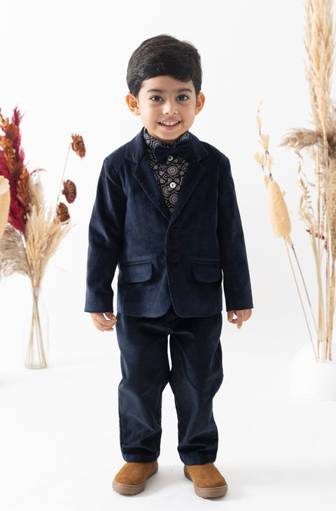 Pre-Order: Boy Santa's Little Star 3 Piece Blazer Set - Navy Blue