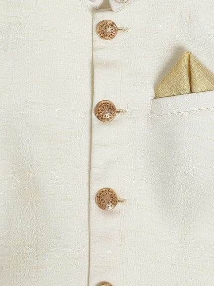 Pre-Order: Boy Silk Bandhgala-Cream