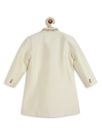 Pre-Order: Boy Silk Sherwani-Cream