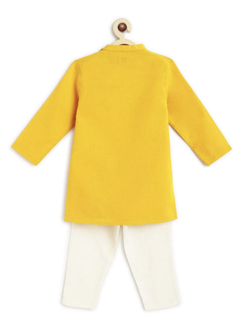 Pre-Order: Boy Elephant Kurta Pyjama Set - Yellow