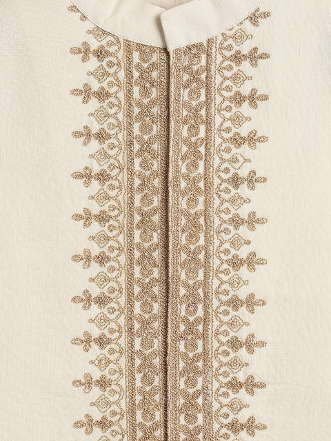 Pre-Order: Boy Embroidered Bundi Jacket-Cream