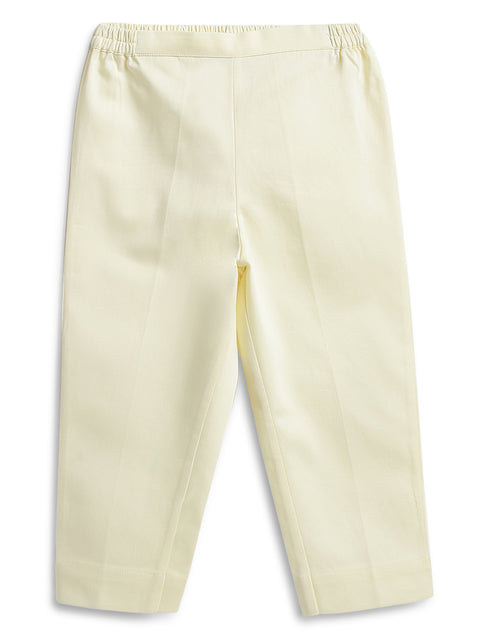 Pre-Order: Boy Floral Embroidery Bandhgala Set - Cream