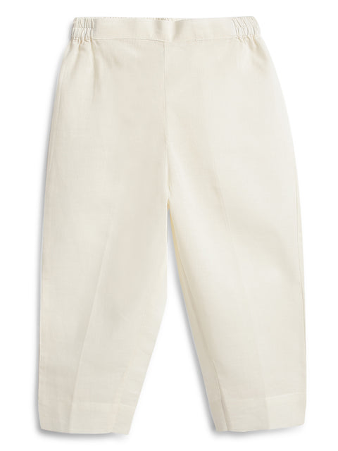 Pre-Order: Boy Floral Kurta Pant Set - Cream