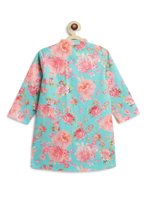 Pre-Order: Boy Floral Kurta Pant Set - Blue