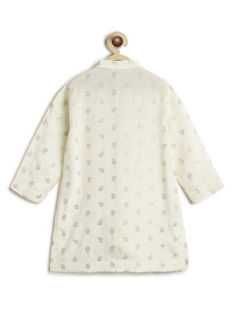 Pre-Order: Boy Floral Print 3 Pc Bundi Set - Cream