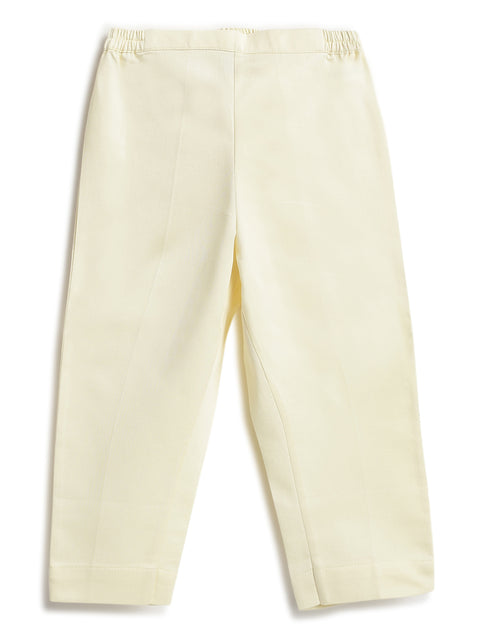 Pre-Order: Boy Floral Print Bandhgala Set - Cream