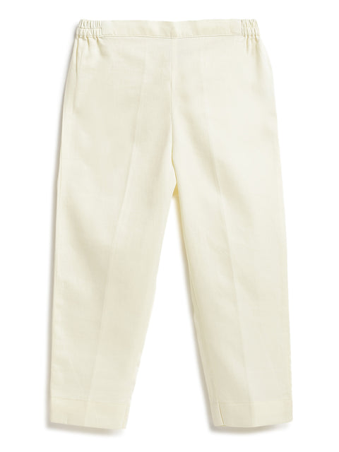 Pre-Order: Boy Foil Print Kurta Pant Set - Cream