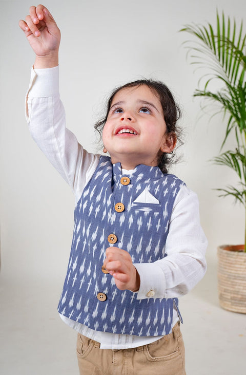 Pre-Order: Boy Ikkat Bundi Jacket - Blue