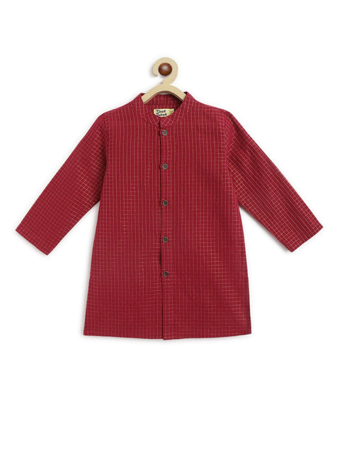 Pre-Order: Boy Jacquard Multi 3 Pc Bundi Set - Maroon