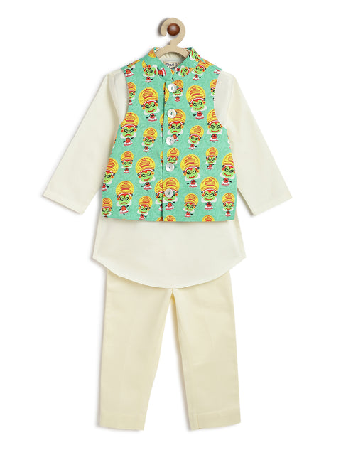 Pre-Order:  Boy Kathakali 3 Pc Bundi Set-Green