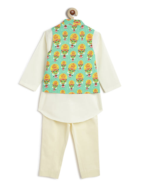 Pre-Order:  Boy Kathakali 3 Pc Bundi Set-Green
