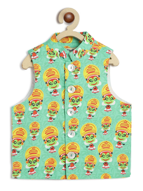 Pre-Order:  Boy Kathakali Bundi Jacket-Green