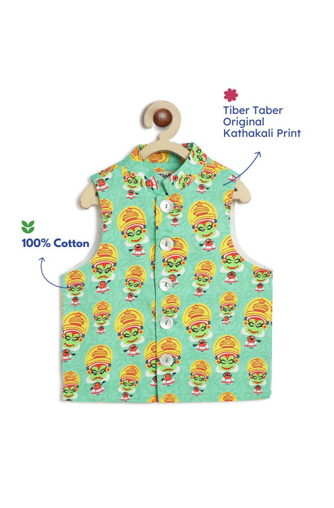 Pre-Order:  Boy Kathakali Bundi Jacket-Green