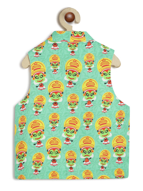 Pre-Order:  Boy Kathakali Bundi Jacket-Green