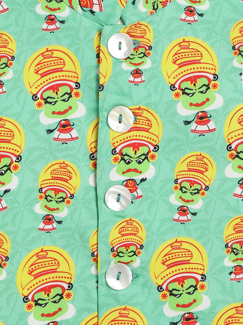 Pre-Order:  Boy Kathakali Bundi Jacket-Green