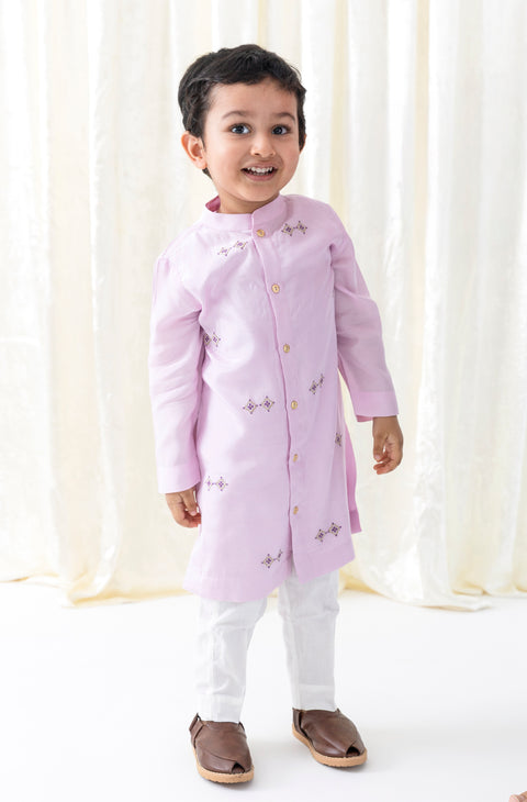Pre-Order: Boy Kurta Pyjama Set-Purple