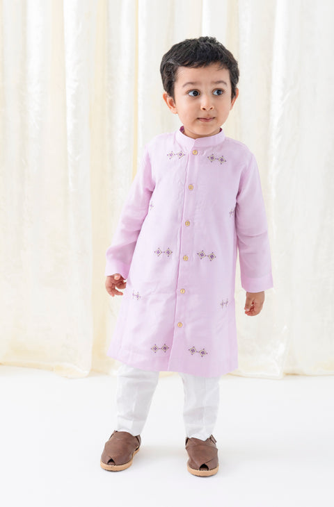 Pre-Order: Boy Kurta Pyjama Set-Purple