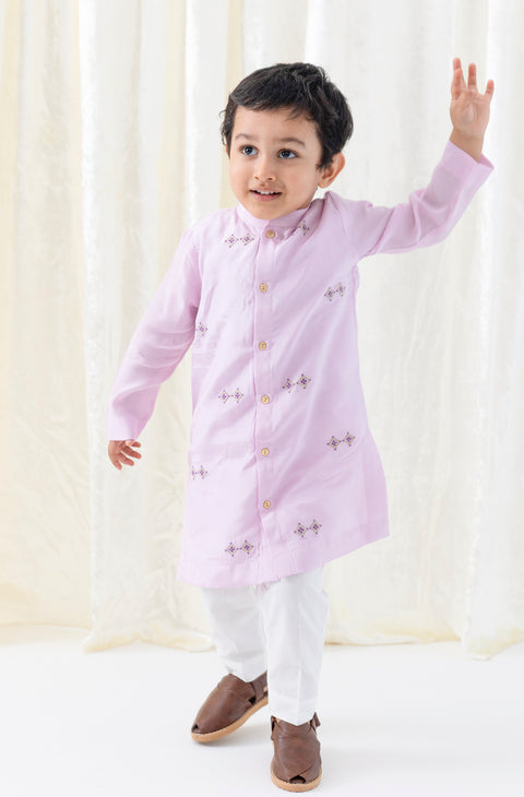 Pre-Order: Boy Kurta Pyjama Set-Purple