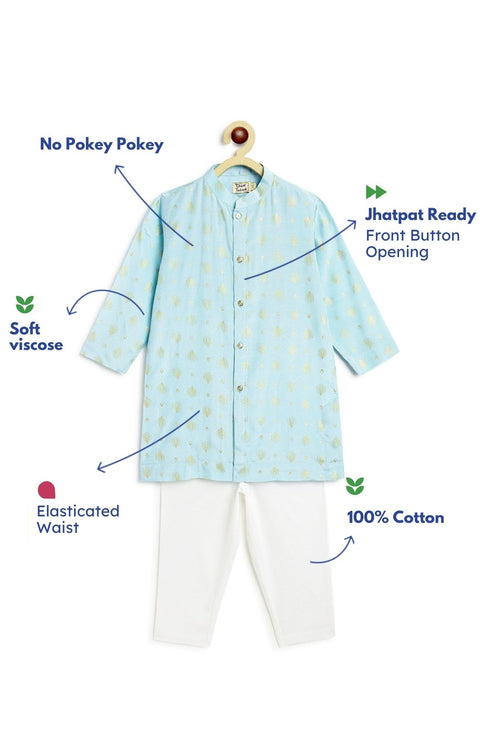Pre-Order: Boy Kurta Pyjama Set-Blue