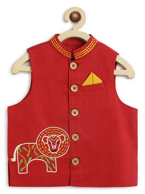 Boy Lion Bundi Jacket - Red
