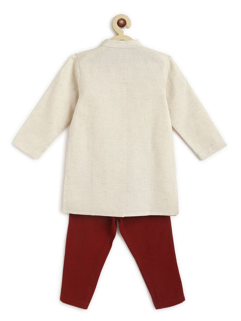 Pre-Order: Boy Lion Kurta Pyjama Set - Cream