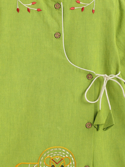 Pre-Order: Boy Lion Kurta Pyjama Set - Green