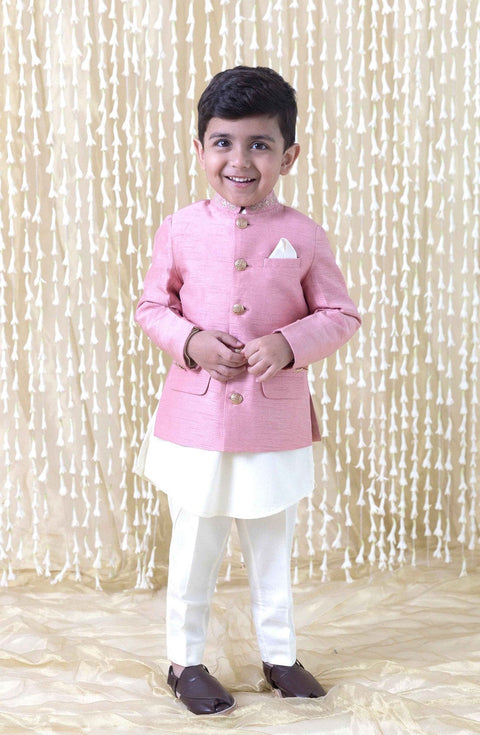 Pre-Order: Boy Silk Bandhgala-Pink