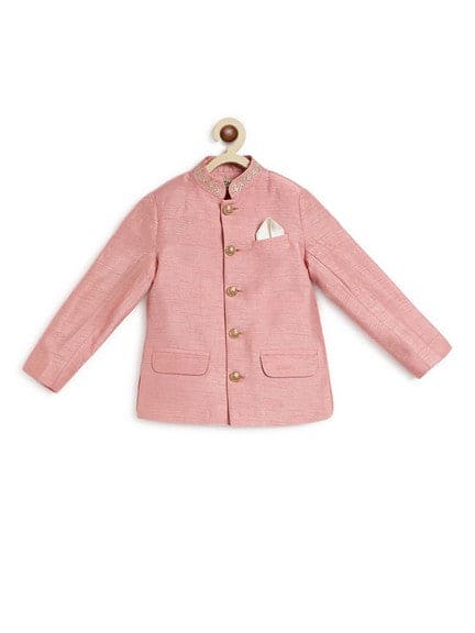 Pre-Order: Boy Silk Bandhgala-Pink