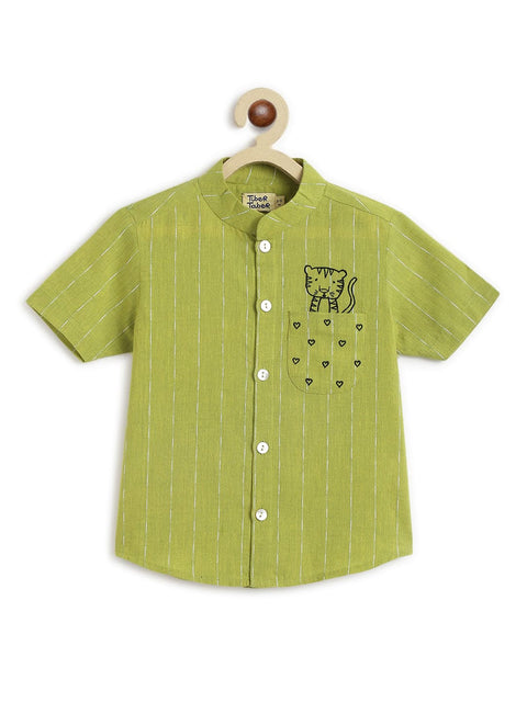 Boy Pocket Tiger Shirt - Green