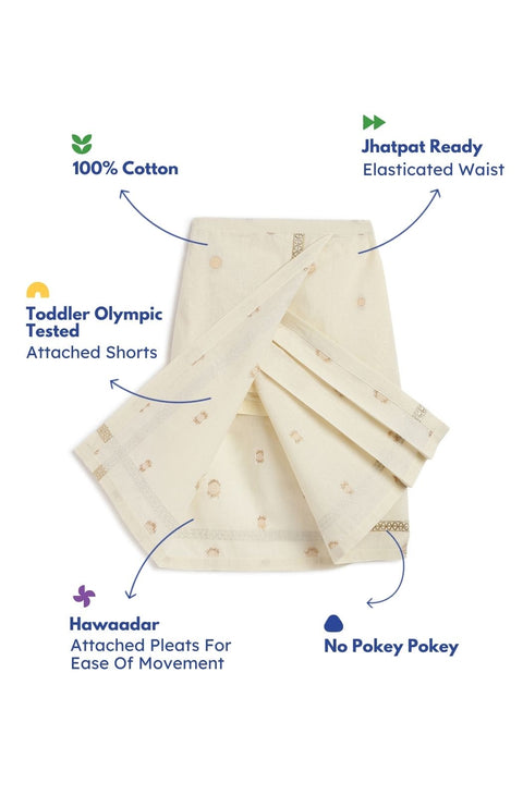 Pre-Order:  Boy Polka Dot Mundu-Cream