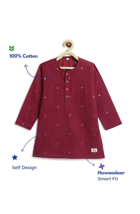 Pre-Order: Boy Self Design Kurta - Purple