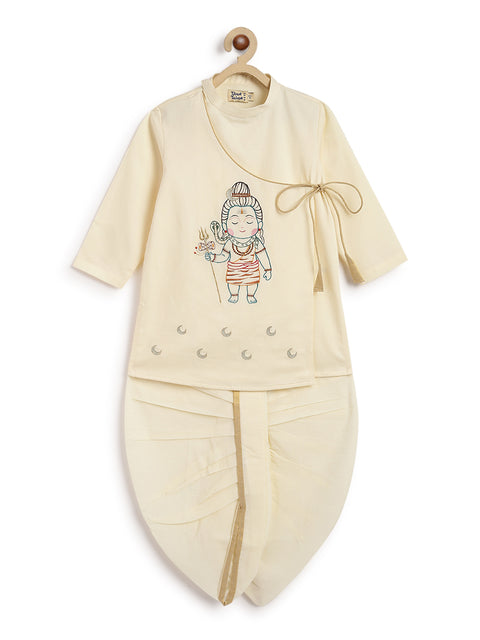 Pre-Order: Boy Shiv Dhoti Kurta Set-Cream