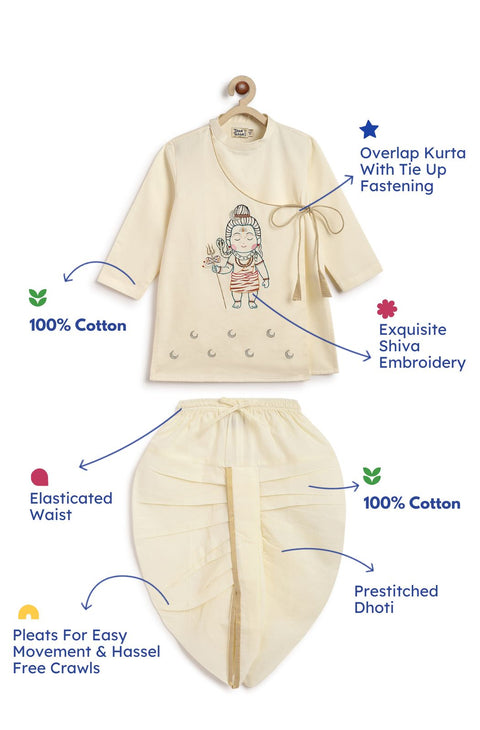 Pre-Order: Boy Shiv Dhoti Kurta Set-Cream