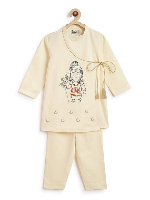 Pre-Order: Boy Shiv Kurta Pant Set-Cream