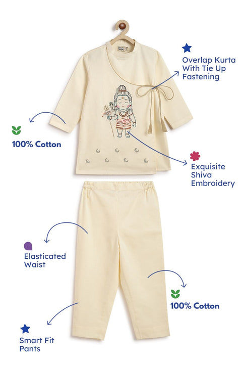 Pre-Order: Boy Shiv Kurta Pant Set-Cream